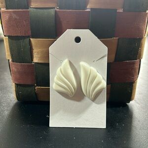 White Fan Earrings